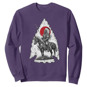Vintage Native American Warrior Sweatshirt Horse Rider Feather Headdress Graphic