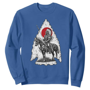 Vintage Native American Warrior Sweatshirt Horse Rider Feather Headdress Graphic