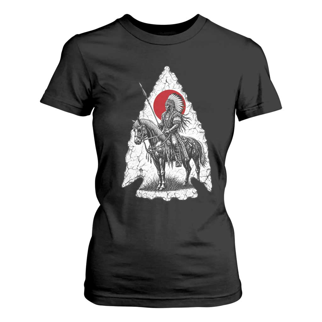 Vintage Native American Warrior T Shirt For Women Horse Rider Feather Headdress Graphic TS12 Black Print Your Wear