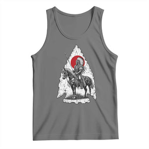 Vintage Native American Warrior Tank Top Horse Rider Feather Headdress Graphic