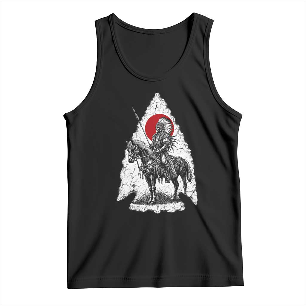 Vintage Native American Warrior Tank Top Horse Rider Feather Headdress Graphic TS12 Black Print Your Wear