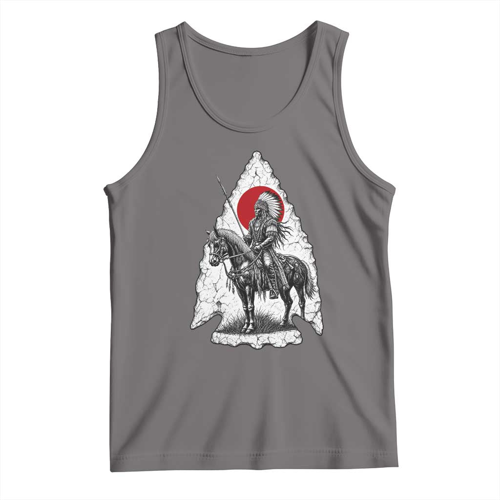 Vintage Native American Warrior Tank Top Horse Rider Feather Headdress Graphic
