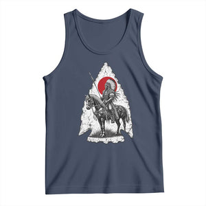 Vintage Native American Warrior Tank Top Horse Rider Feather Headdress Graphic