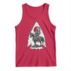 Vintage Native American Warrior Tank Top Horse Rider Feather Headdress Graphic