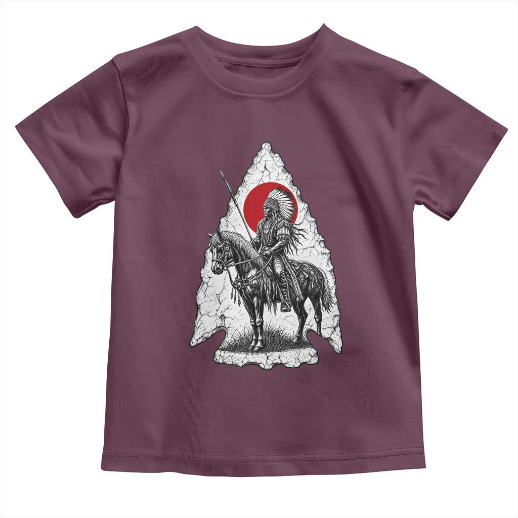 Vintage Native American Warrior Toddler T Shirt Horse Rider Feather Headdress Graphic