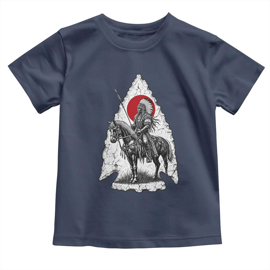 Vintage Native American Warrior Toddler T Shirt Horse Rider Feather Headdress Graphic