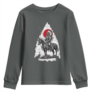 Vintage Native American Warrior Youth Sweatshirt Horse Rider Feather Headdress Graphic