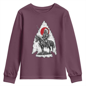 Vintage Native American Warrior Youth Sweatshirt Horse Rider Feather Headdress Graphic