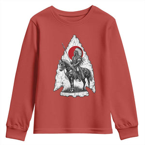 Vintage Native American Warrior Youth Sweatshirt Horse Rider Feather Headdress Graphic