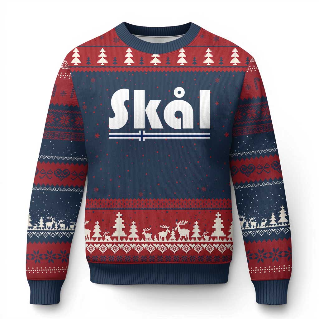 Vintage Norway Norge Skål Flag Graphic Ugly Christmas Sweater Proud Norwegian Fan TS12 Navy Red Print Your Wear