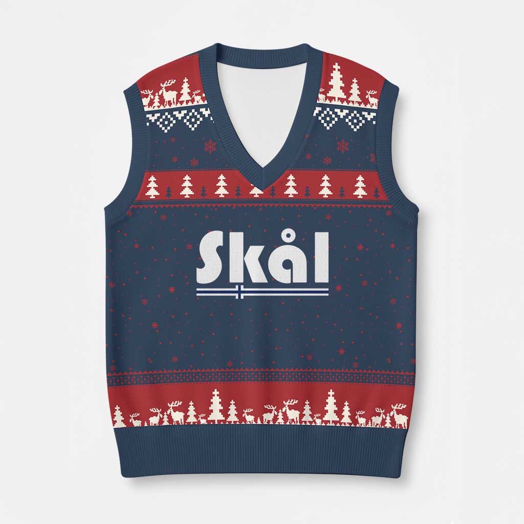 Vintage Norway Norge Skål Flag Graphic V-Neck Knit Sweater Vest Proud Norwegian Fan TS12 Navy Red Print Your Wear