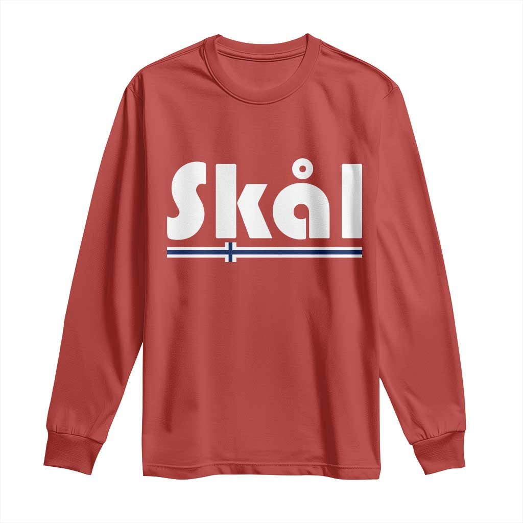 Vintage Norway Norge Skål Flag Graphic Long Sleeve Shirt Proud Norwegian Fan TS12 Red Print Your Wear