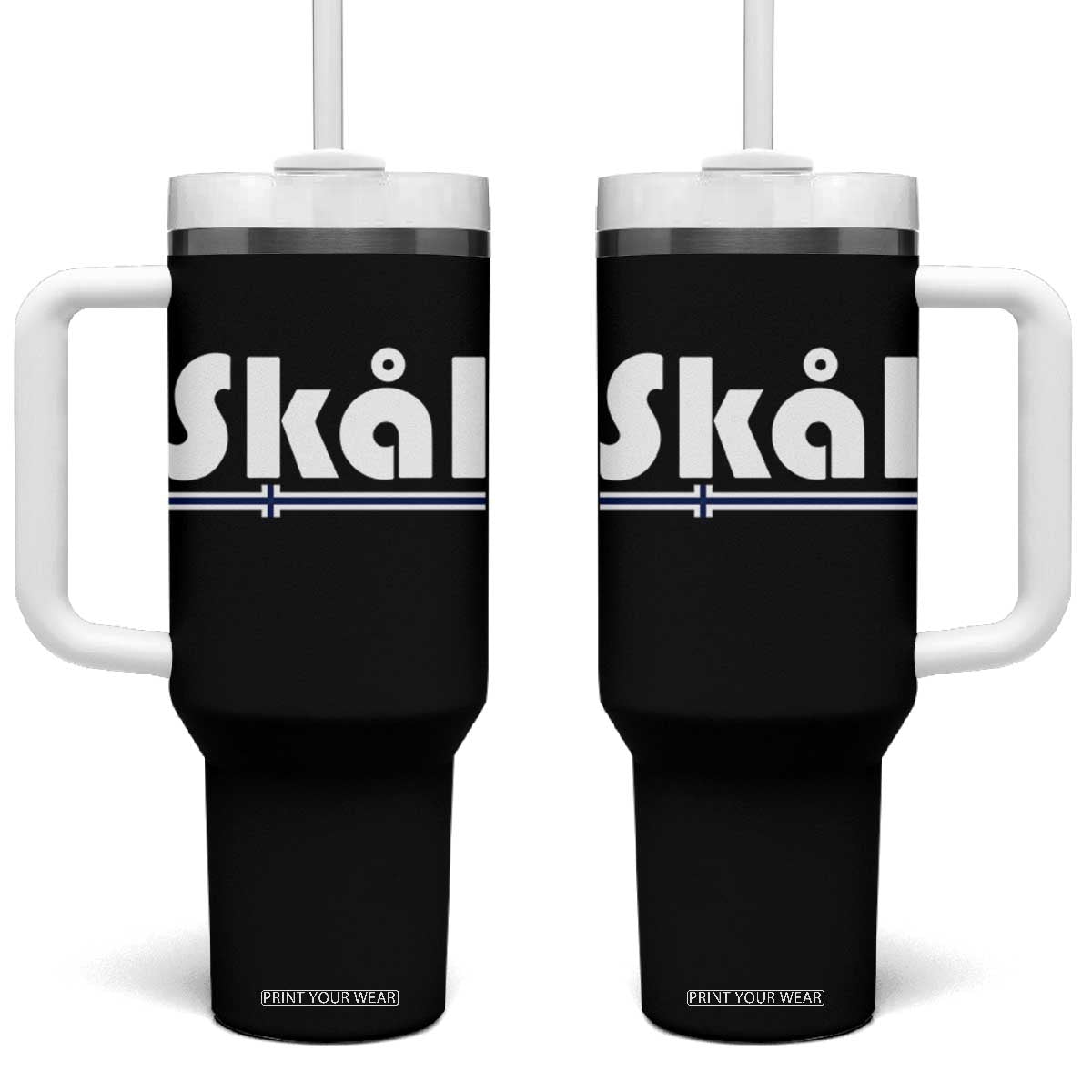 Vintage Norway Norge Skål Flag Graphic Tumbler With Handle Proud Norwegian Fan TS12 One Size: 40 oz Black Print Your Wear
