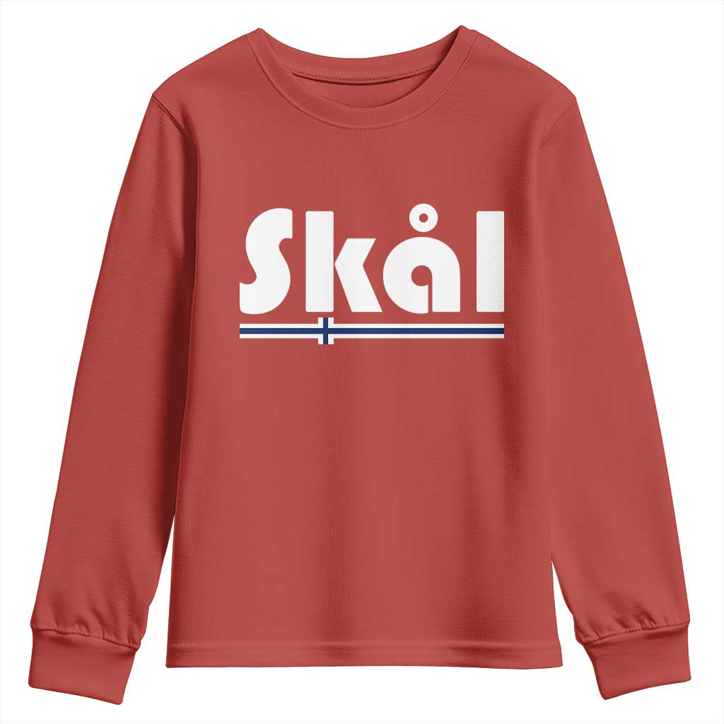 Vintage Norway Norge Skål Flag Graphic Youth Sweatshirt Proud Norwegian Fan TS12 Red Print Your Wear