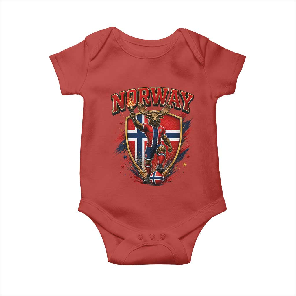 Funny Norway Norwegian Moose Baby Onesie Soccer Fan Game Day Gift TS12 Red Print Your Wear