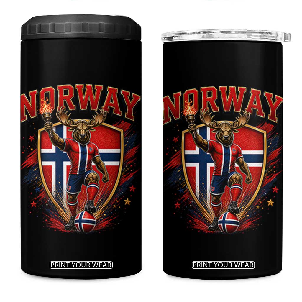 Funny Norway Norwegian Moose 4 in 1 Can Cooler Tumbler Soccer Fan Game Day Gift TS12 One Size: 16 oz Black Print Your Wear