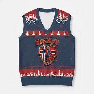 Funny Norway Norwegian Moose V-Neck Knit Sweater Vest Soccer Fan Game Day Gift TS12 Navy Red Print Your Wear