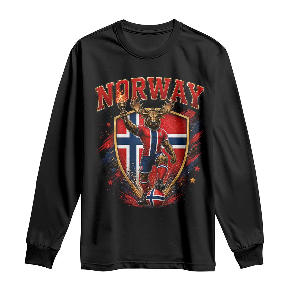 Funny Norway Norwegian Moose Long Sleeve Shirt Soccer Fan Game Day Gift TS12 Black Print Your Wear