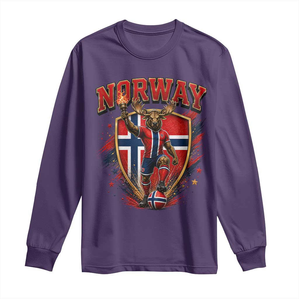 Funny Norway Norwegian Moose Long Sleeve Shirt Soccer Fan Game Day Gift TS12 Purple Print Your Wear
