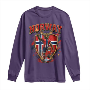 Funny Norway Norwegian Moose Long Sleeve Shirt Soccer Fan Game Day Gift TS12 Purple Print Your Wear
