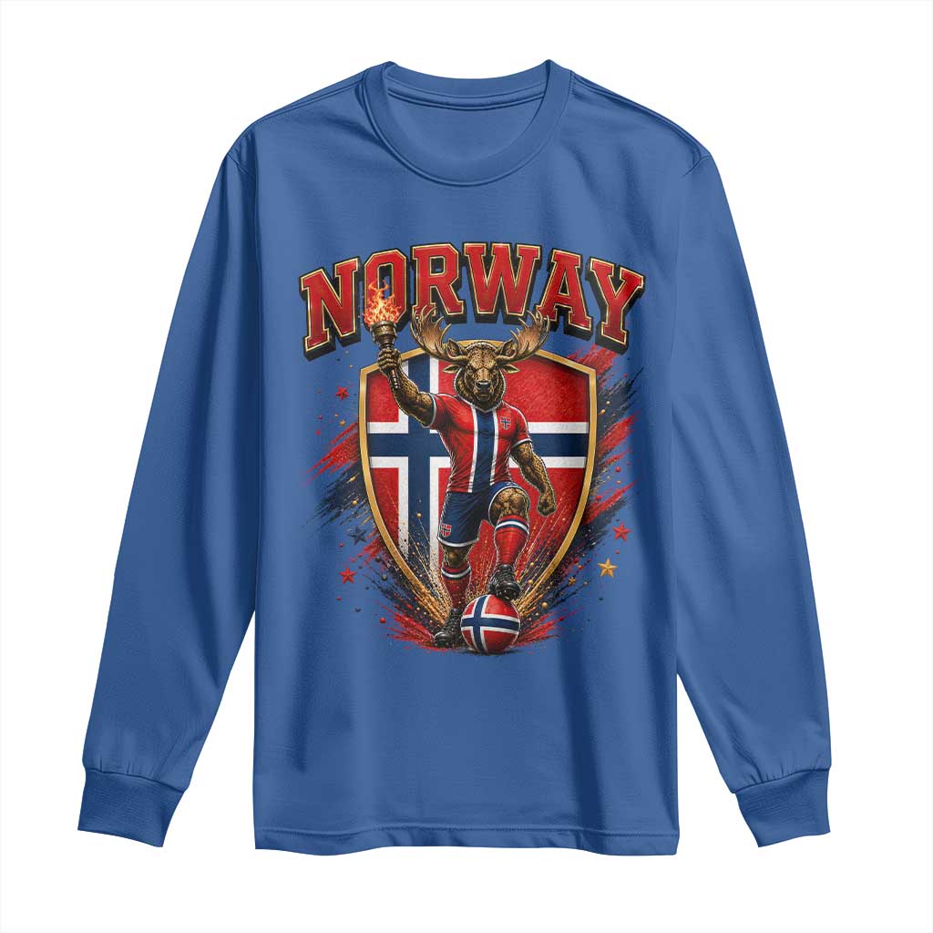Funny Norway Norwegian Moose Long Sleeve Shirt Soccer Fan Game Day Gift TS12 Royal Blue Print Your Wear