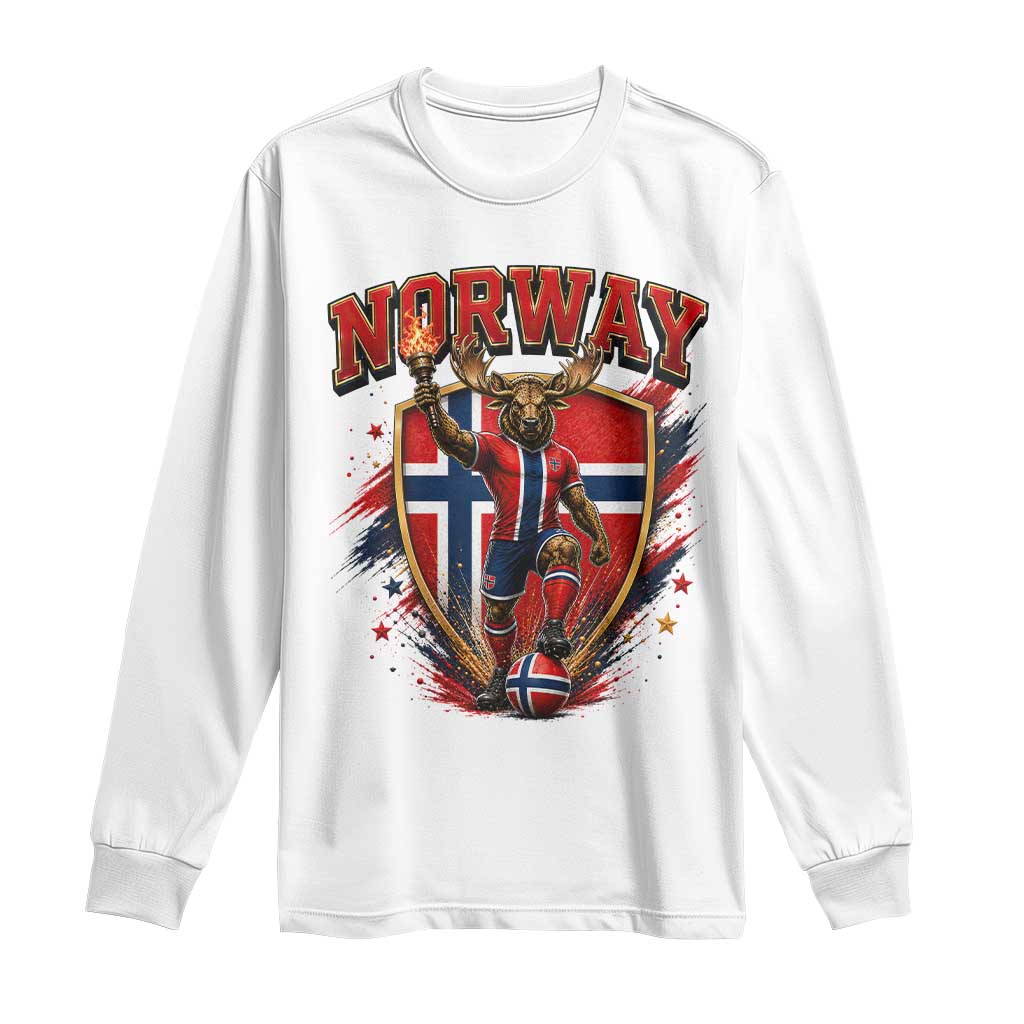 Funny Norway Norwegian Moose Long Sleeve Shirt Soccer Fan Game Day Gift TS12 White Print Your Wear