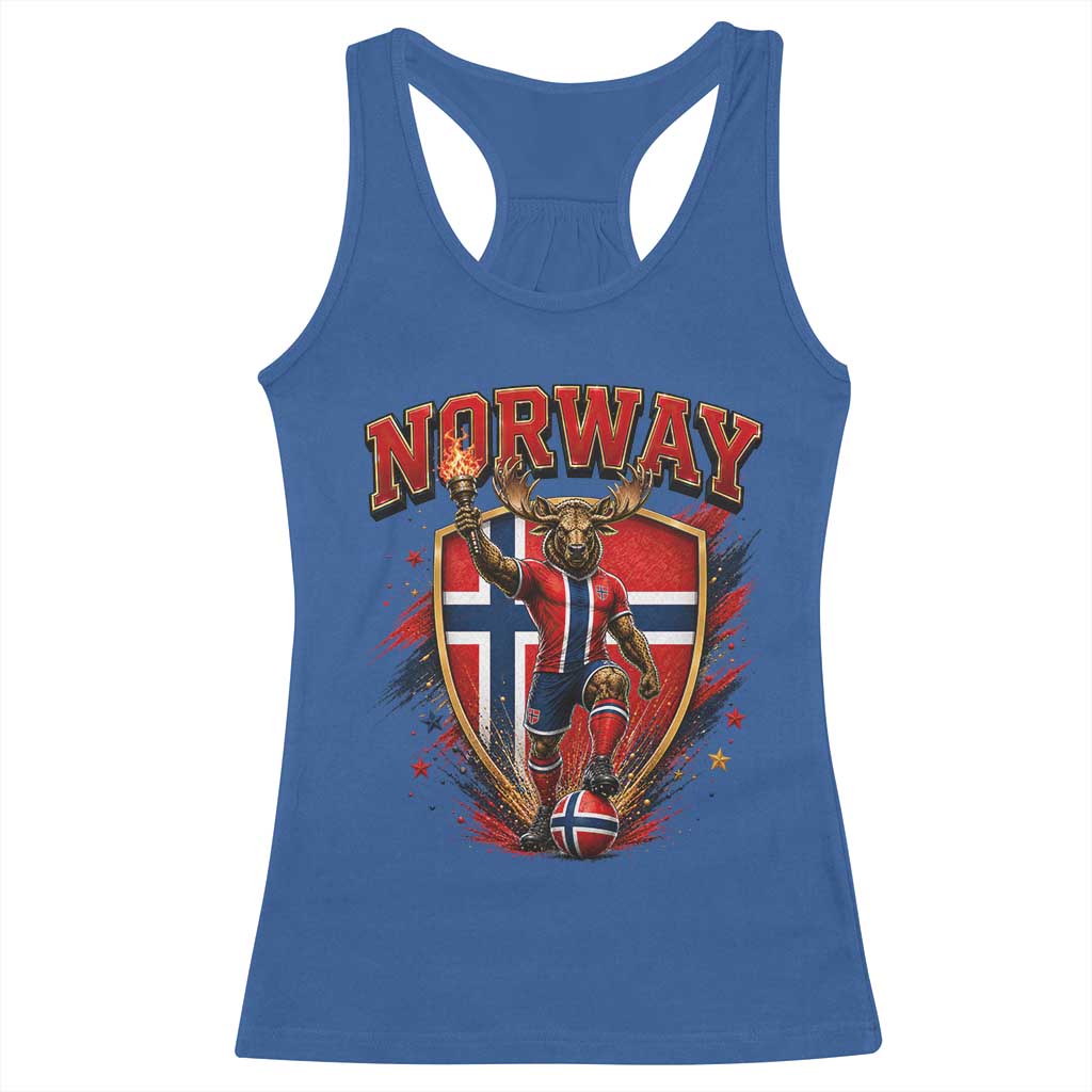 Funny Norway Norwegian Moose Racerback Tank Top Soccer Fan Game Day Gift TS12 Royal Blue Print Your Wear