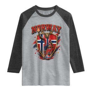 Funny Norway Norwegian Moose Raglan Shirt Soccer Fan Game Day Gift TS12 Heather Gray Heather Charcoal Print Your Wear