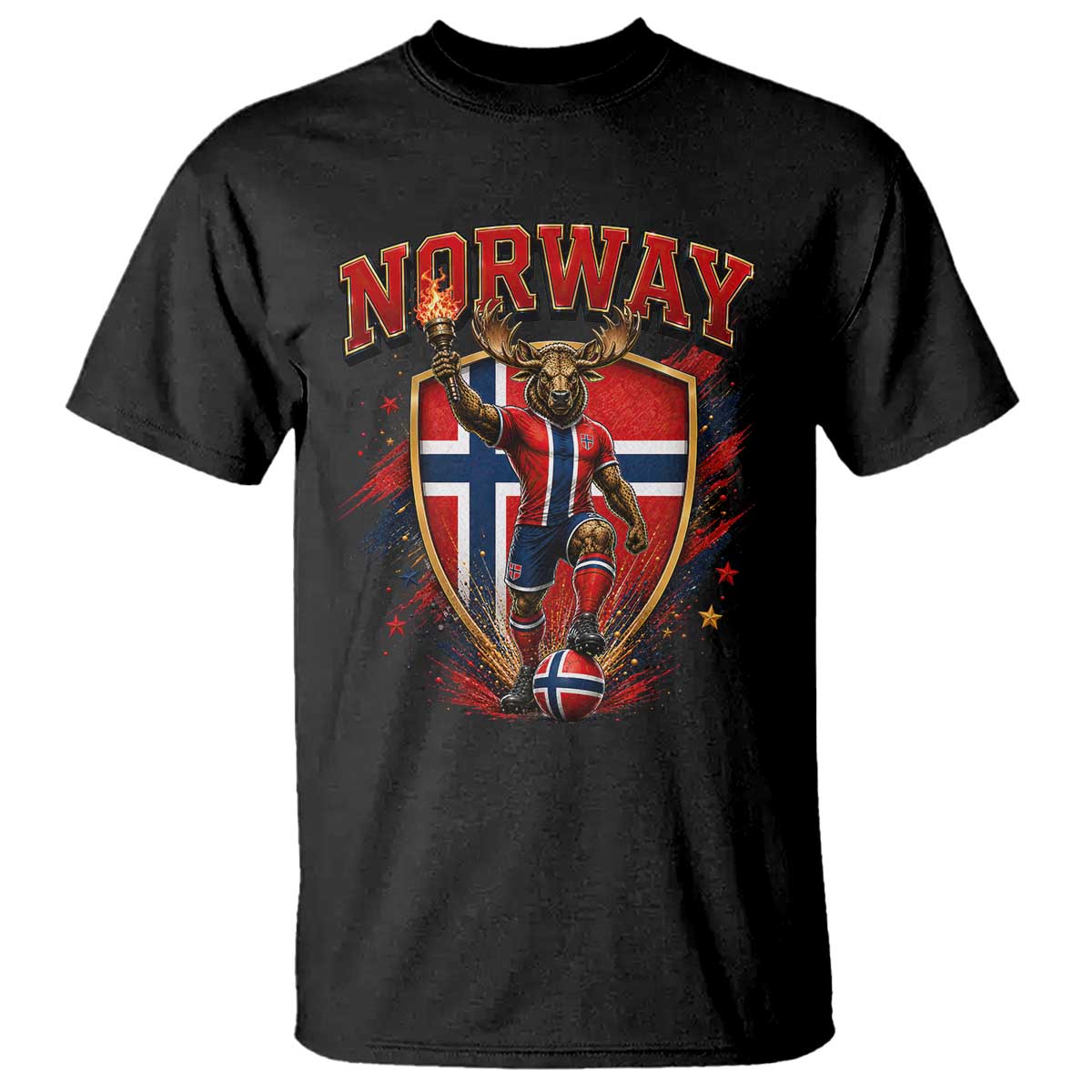Funny Norway Norwegian Moose T Shirt Soccer Fan Game Day Gift TS12 Black Print Your Wear