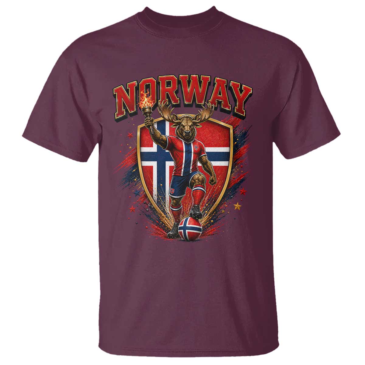 Funny Norway Norwegian Moose T Shirt Soccer Fan Game Day Gift TS12 Maroon Print Your Wear