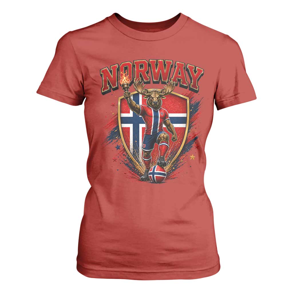 Funny Norway Norwegian Moose T Shirt For Women Soccer Fan Game Day Gift TS12 Red Print Your Wear