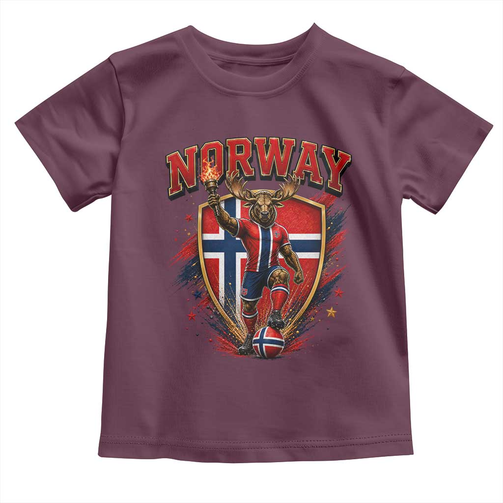 Funny Norway Norwegian Moose Toddler T Shirt Soccer Fan Game Day Gift TS12 Maroon Print Your Wear
