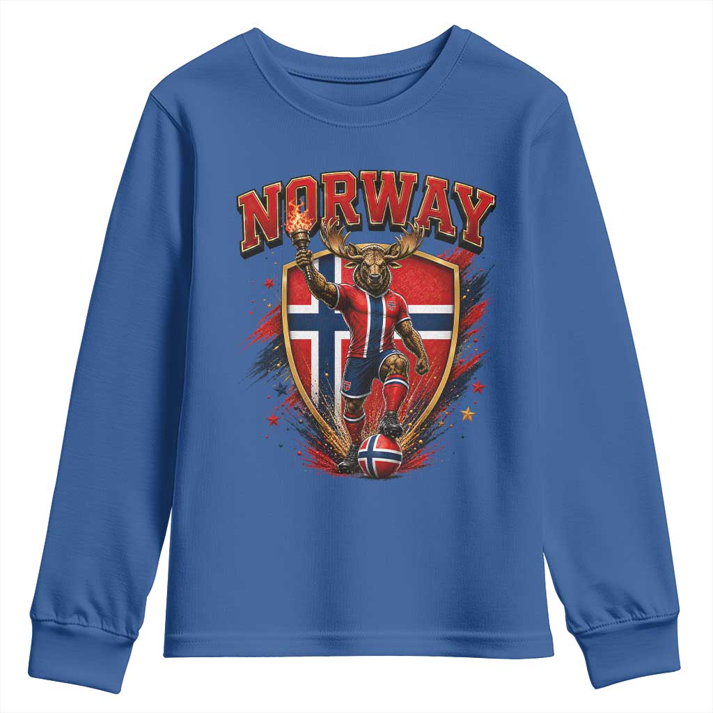 Funny Norway Norwegian Moose Youth Sweatshirt Soccer Fan Game Day Gift TS12 Royal Blue Print Your Wear