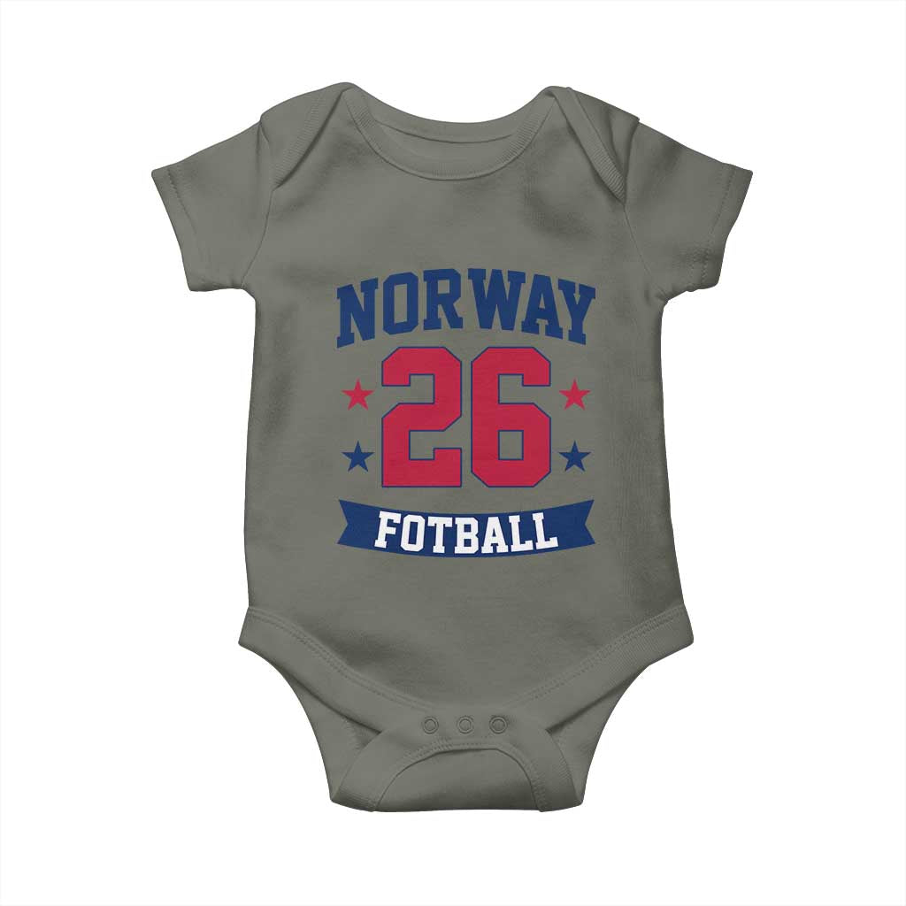 Vintage Norway Fotball Baby Onesie Norwegian Flag Game Day Fan Gift TS12 Military Green Print Your Wear