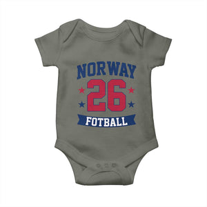 Vintage Norway Fotball Baby Onesie Norwegian Flag Game Day Fan Gift TS12 Military Green Print Your Wear