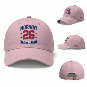 Vintage Norway Fotball Baseball Cap Norwegian Flag Game Day Fan Gift TS12 Baseball Cap Universal Fit Light Pink Print Your Wear