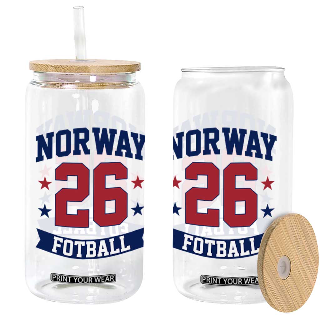 Vintage Norway Fotball Glass Can Norwegian Flag Game Day Fan Gift TS12 Print Your Wear