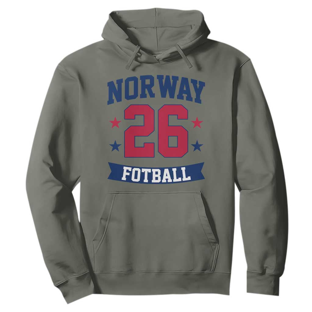 Vintage Norway Fotball Hoodie Norwegian Flag Game Day Fan Gift TS12 Military Green Print Your Wear