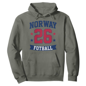 Vintage Norway Fotball Hoodie Norwegian Flag Game Day Fan Gift TS12 Military Green Print Your Wear