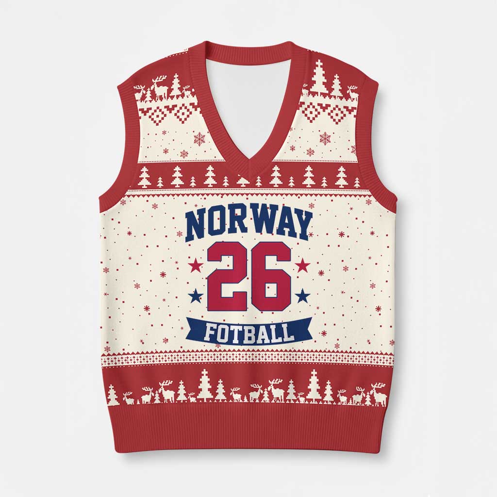 Vintage Norway Fotball V-Neck Knit Sweater Vest Norwegian Flag Game Day Fan Gift TS12 Beige Red Print Your Wear