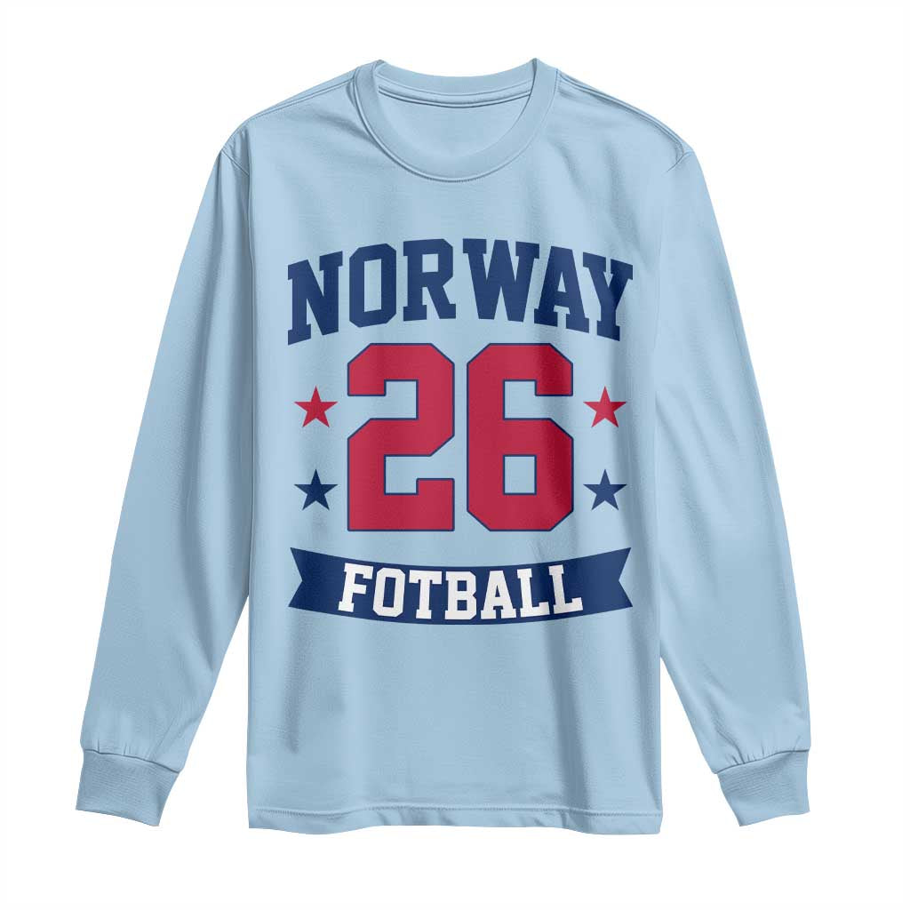 Vintage Norway Fotball Long Sleeve Shirt Norwegian Flag Game Day Fan Gift TS12 Light Blue Print Your Wear