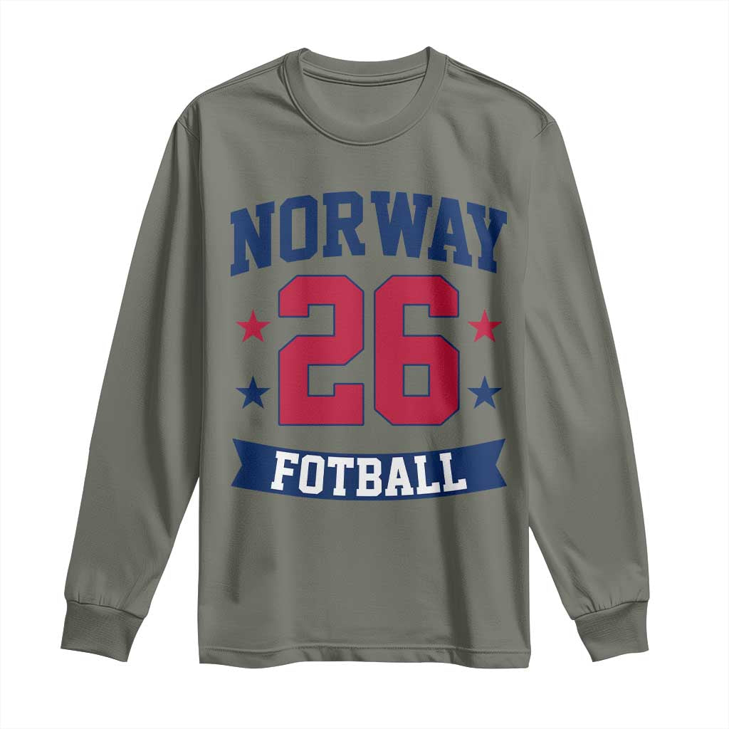 Vintage Norway Fotball Long Sleeve Shirt Norwegian Flag Game Day Fan Gift TS12 S Military Green Print Your Wear