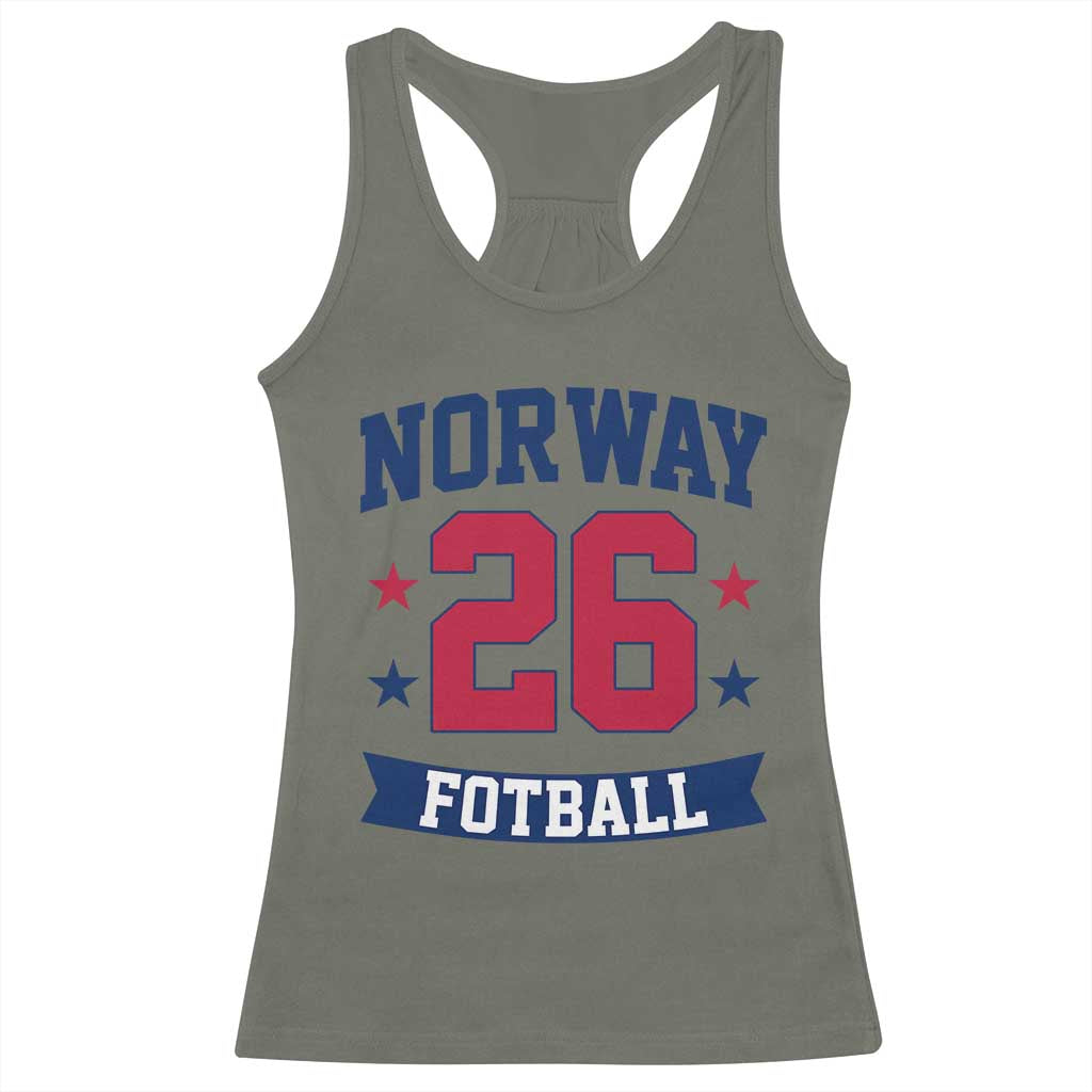 Vintage Norway Fotball Racerback Tank Top Norwegian Flag Game Day Fan Gift TS12 Military Green Print Your Wear