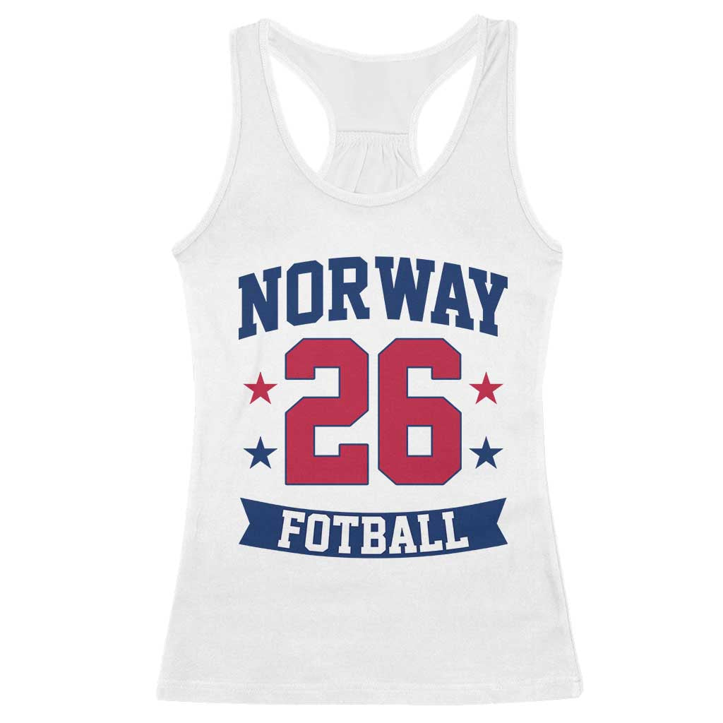 Vintage Norway Fotball Racerback Tank Top Norwegian Flag Game Day Fan Gift TS12 White Print Your Wear