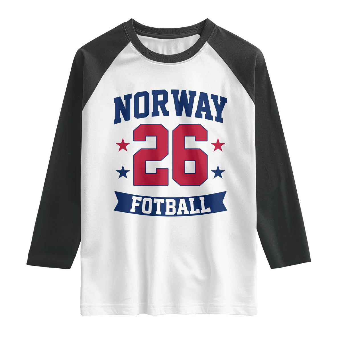 Vintage Norway Fotball Raglan Shirt Norwegian Flag Game Day Fan Gift TS12 White Black Print Your Wear