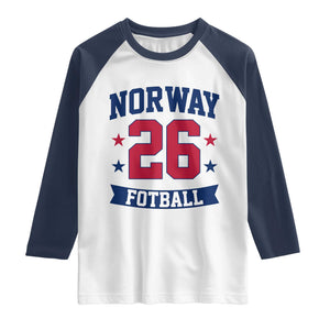 Vintage Norway Fotball Raglan Shirt Norwegian Flag Game Day Fan Gift TS12 White Navy Print Your Wear