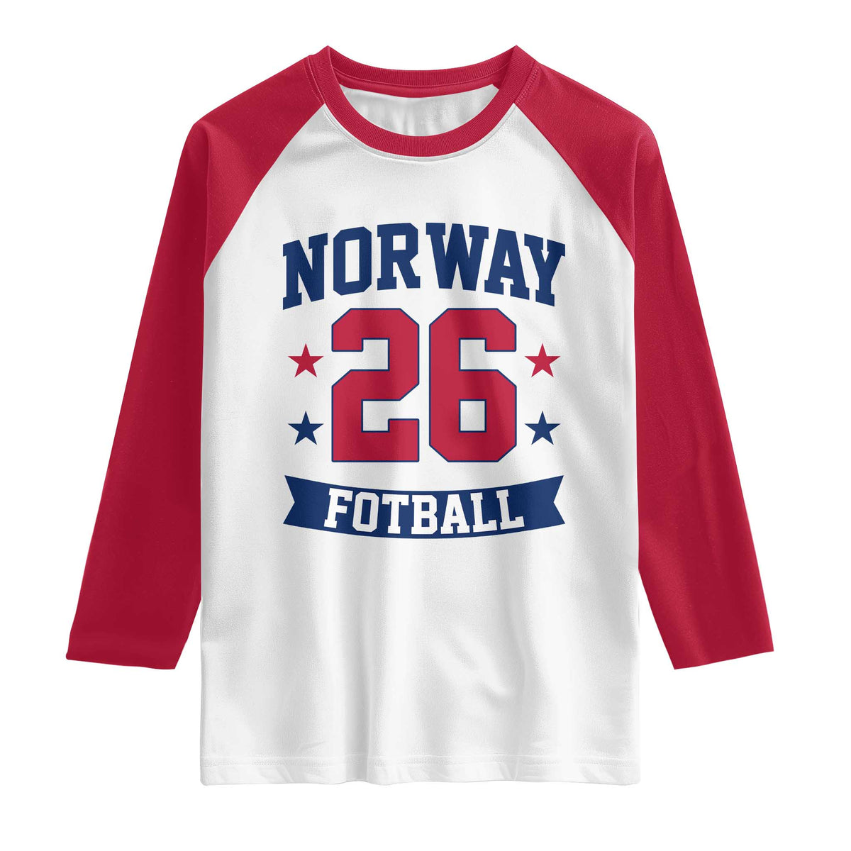 Vintage Norway Fotball Raglan Shirt Norwegian Flag Game Day Fan Gift TS12 White Red Print Your Wear