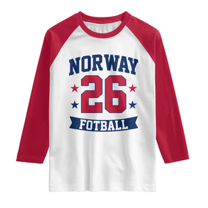 Vintage Norway Fotball Raglan Shirt Norwegian Flag Game Day Fan Gift TS12 White Red Print Your Wear
