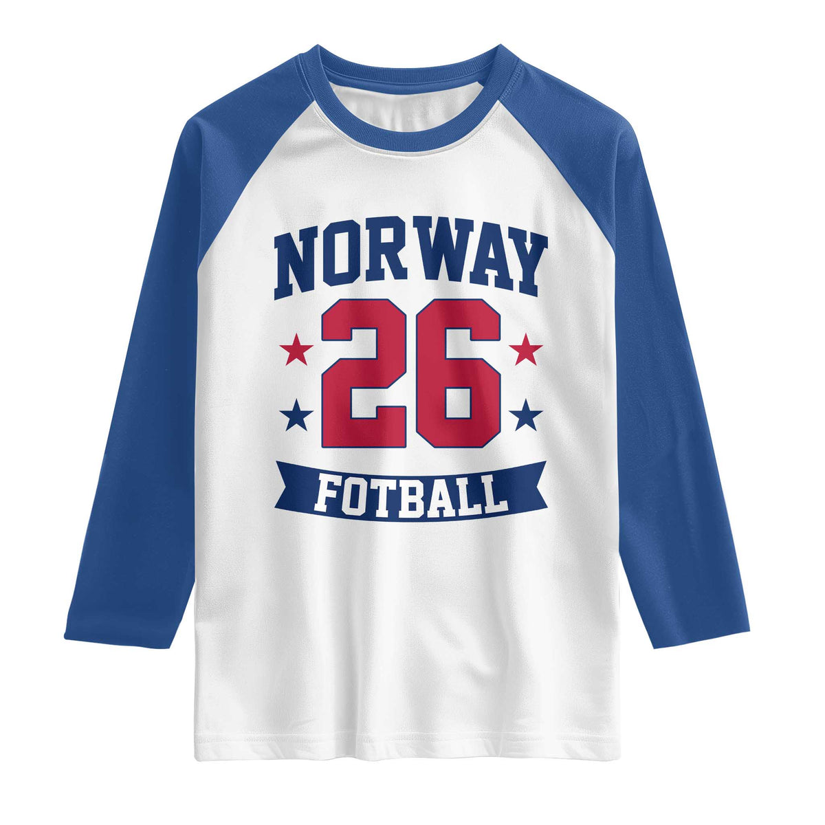 Vintage Norway Fotball Raglan Shirt Norwegian Flag Game Day Fan Gift TS12 White Royal Print Your Wear