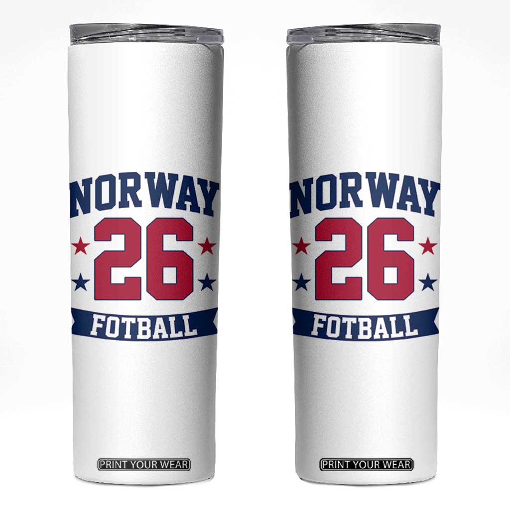 Vintage Norway Fotball Skinny Tumbler Norwegian Flag Game Day Fan Gift TS12 White Print Your Wear